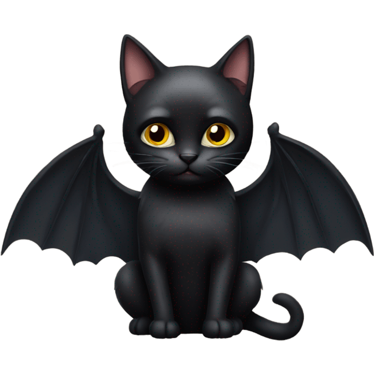 Black cat with bat wings emoji