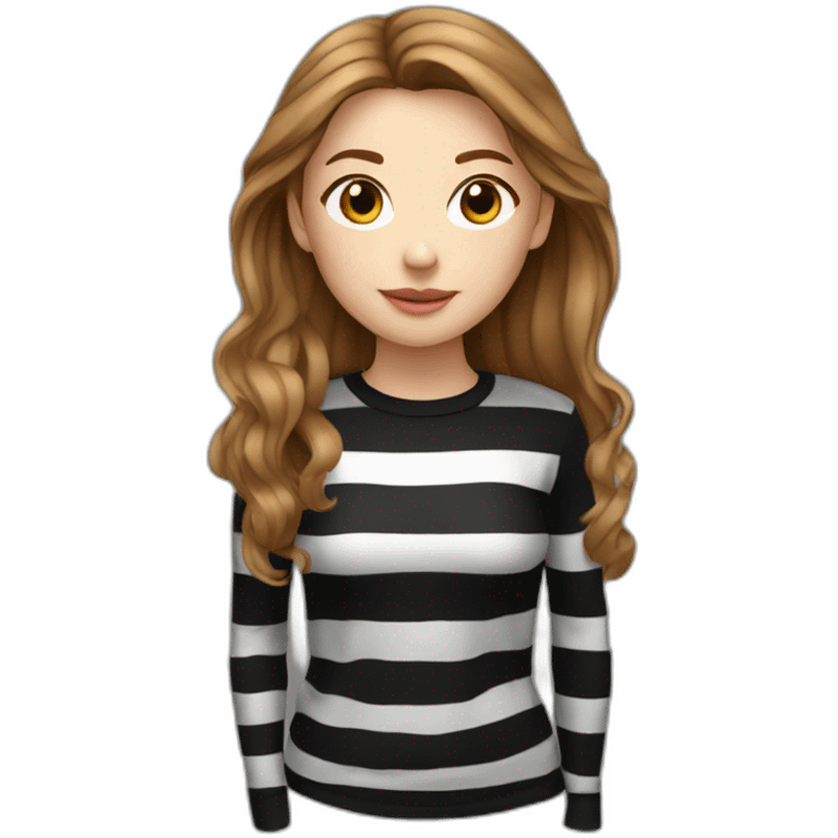 light brown hair woman black stripy long-sleeve emoji