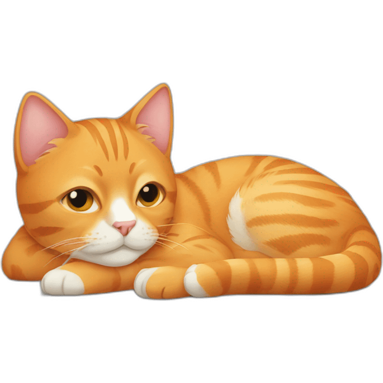 orange-tabby-cat-laying down,-very happy emoji