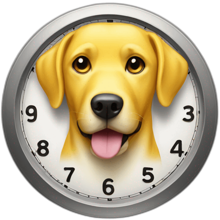 a yellow clock in format of dog emoji