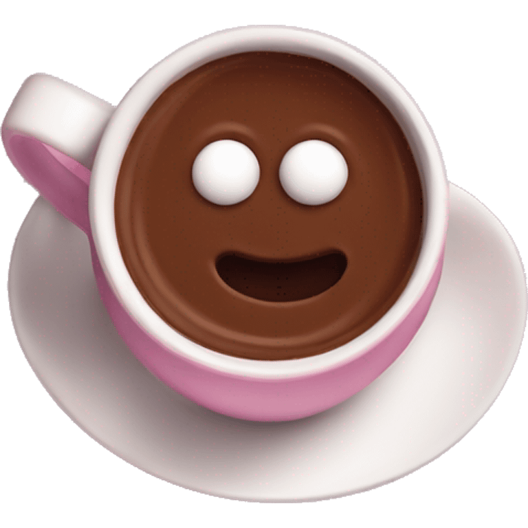 Chocolate caliente en una taza rosa  emoji