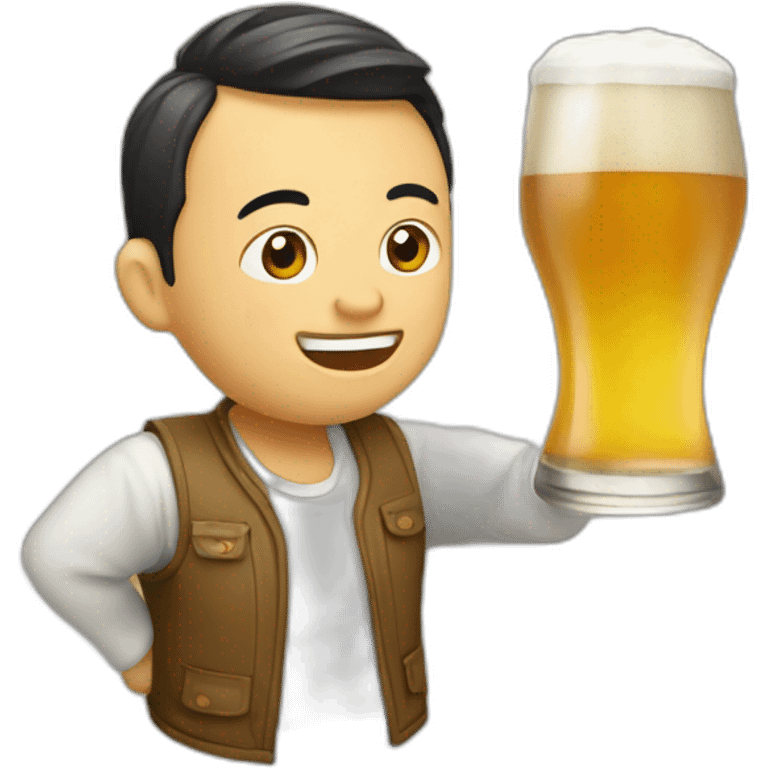 chinois qui boit de la biere emoji