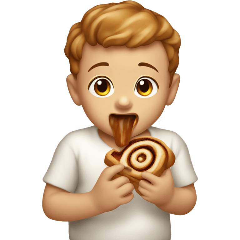 Baby eating cinnamon scroll emoji