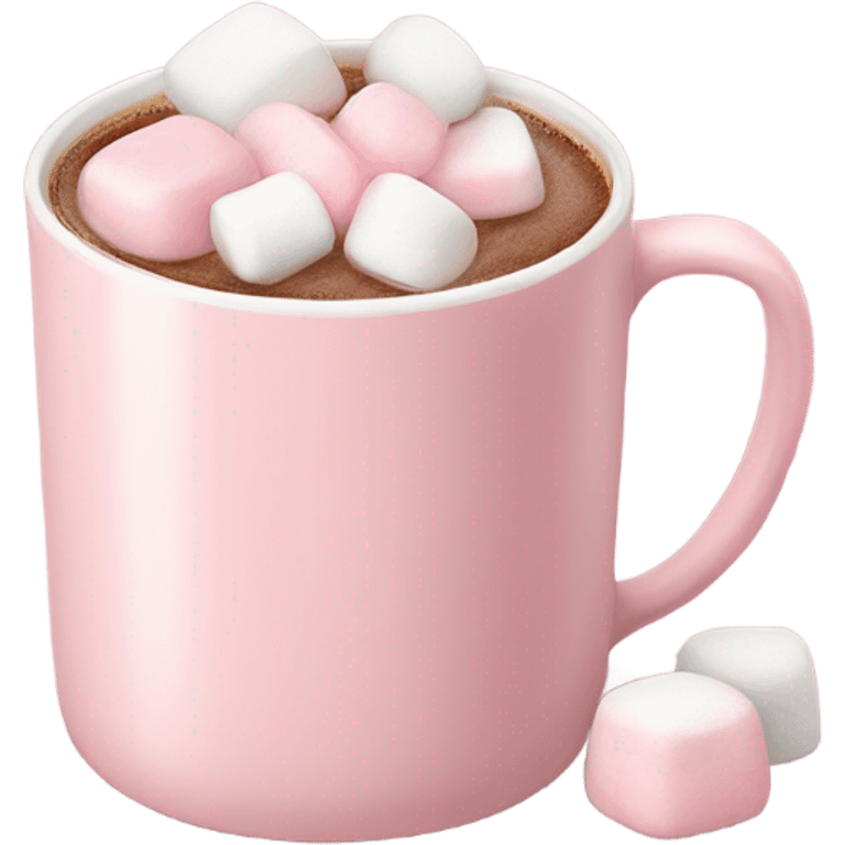 Light Pink mug of hot chocolate with marshmallows  emoji