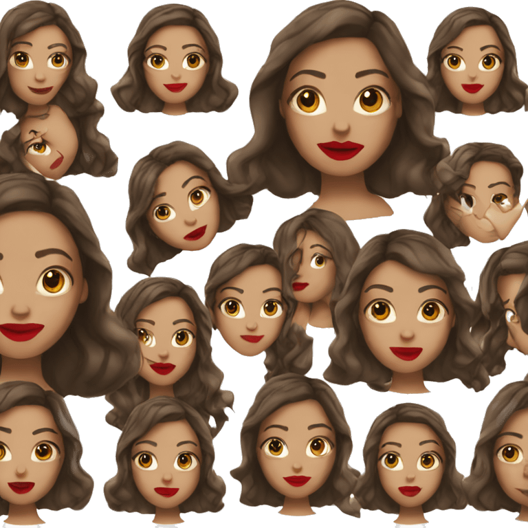 Brunette girl with red lips emoji