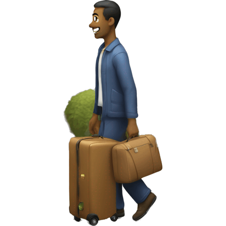 a man visit the house to pick up the luggages emoji