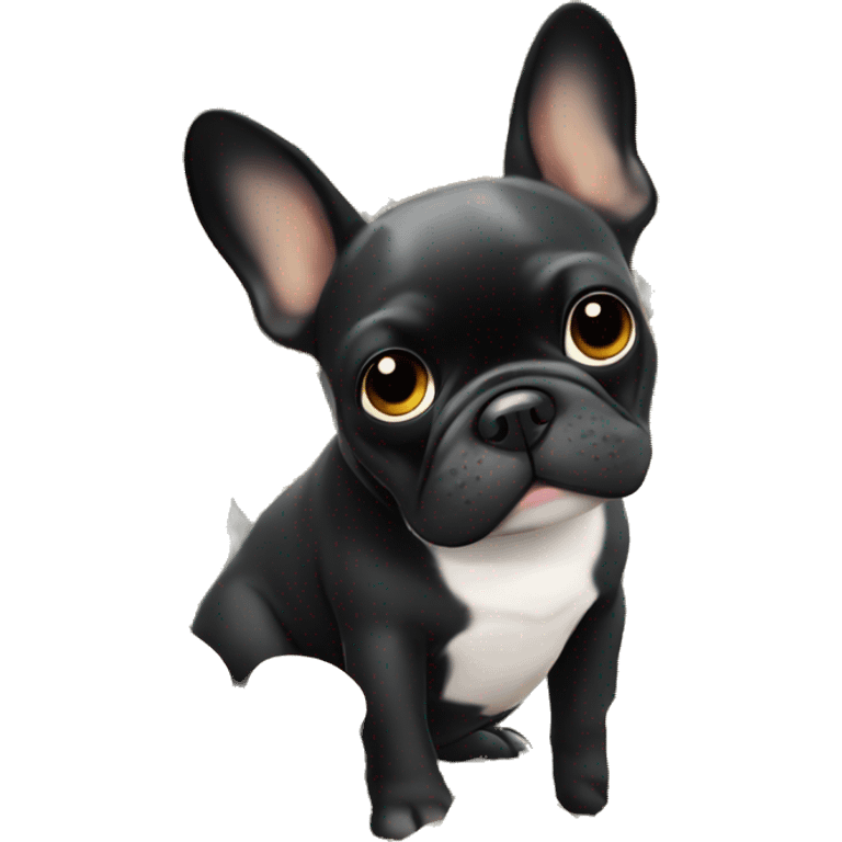 Black-and-tan French bulldog burying money  emoji