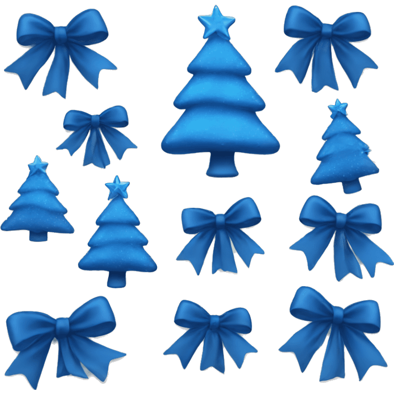 Blue Christmas tree with bows emoji