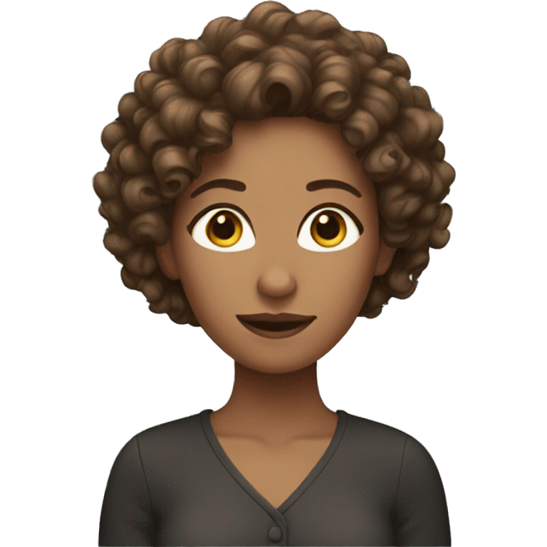 Woman with curly brown hair emoji