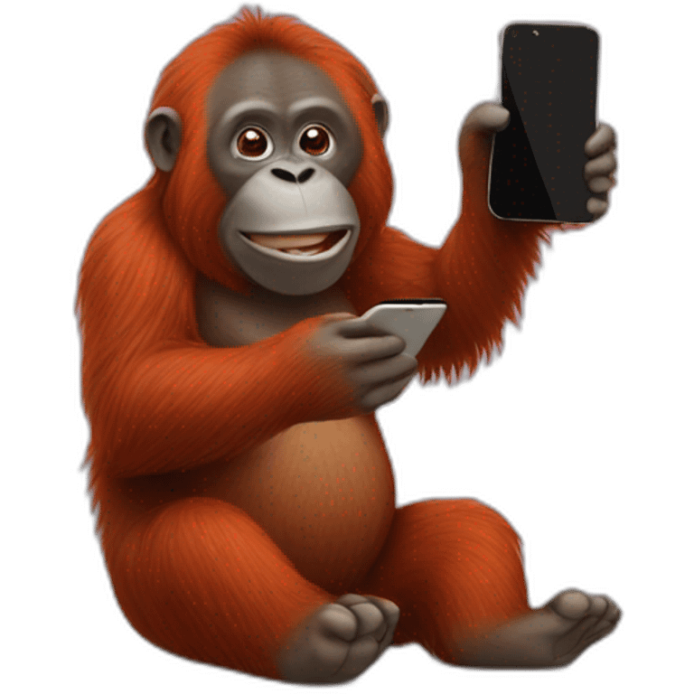 orangutan holding an Iphone emoji