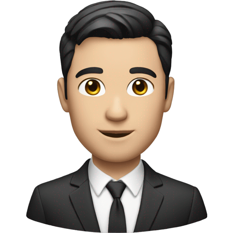 memoji of a white male in suit and with short cut dark hair, no beard emoji