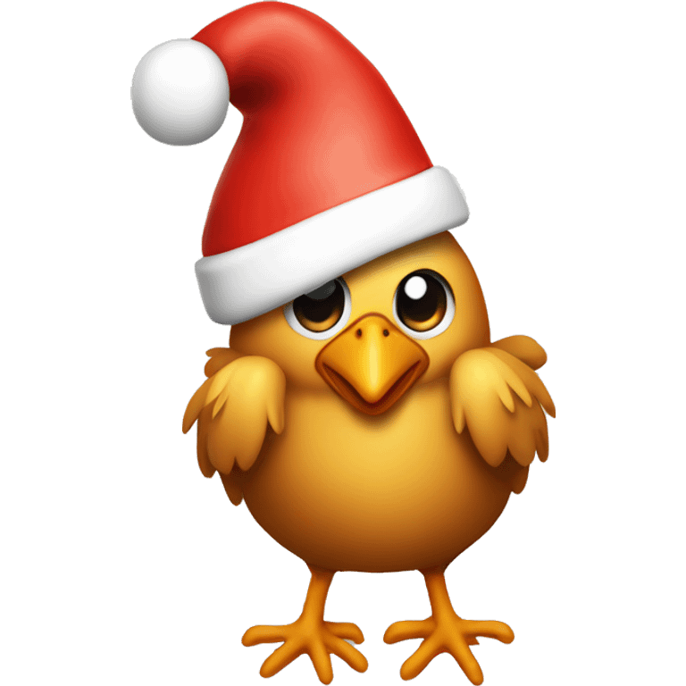 Chicken wearing Santa hat emoji