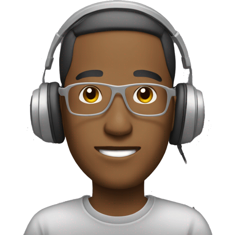 male with headphones on 90s computer emoji