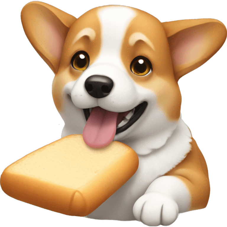 corgi dog eating bread emoji