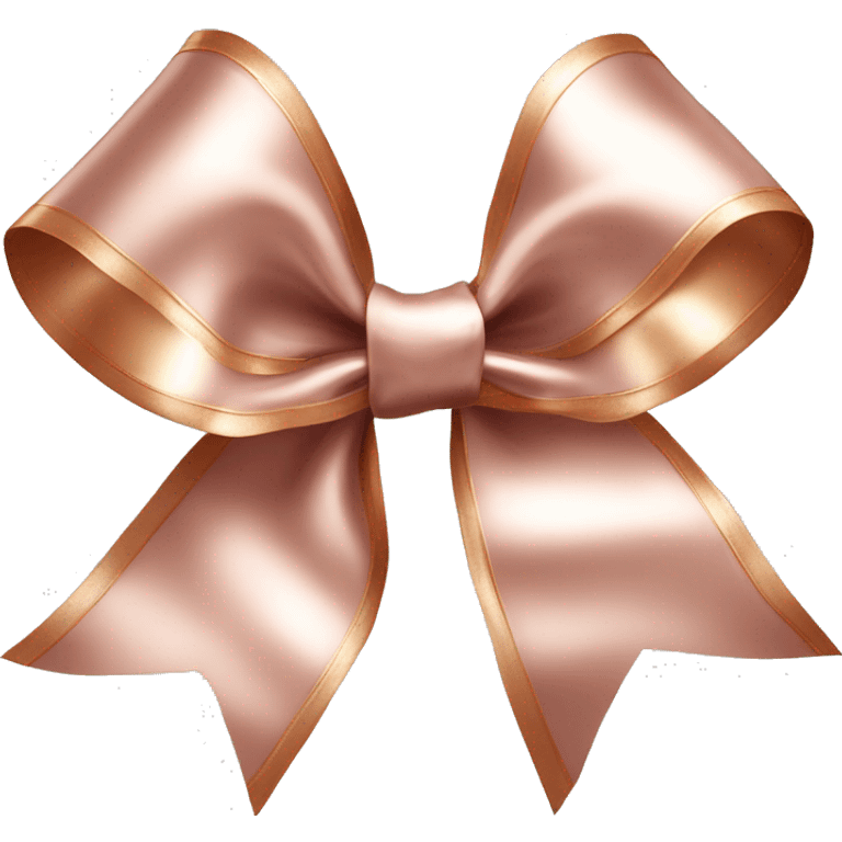 Realistic isolated rose gold shiny silk ribbon bow with edges of the bow lined with white fur. emoji