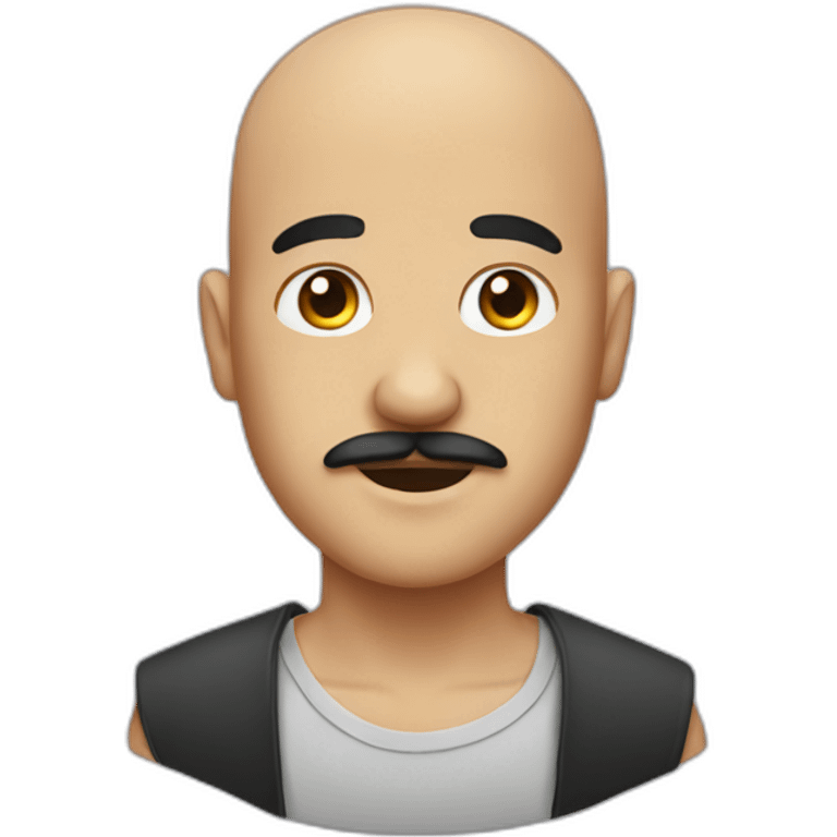 shaved head with mustache emoji