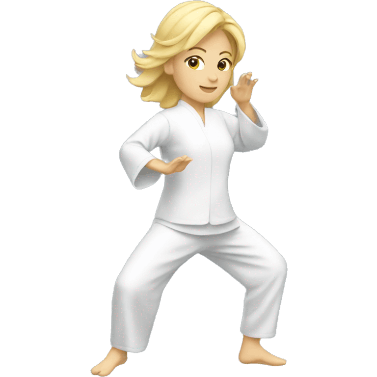 blonde woman doing tai chi emoji