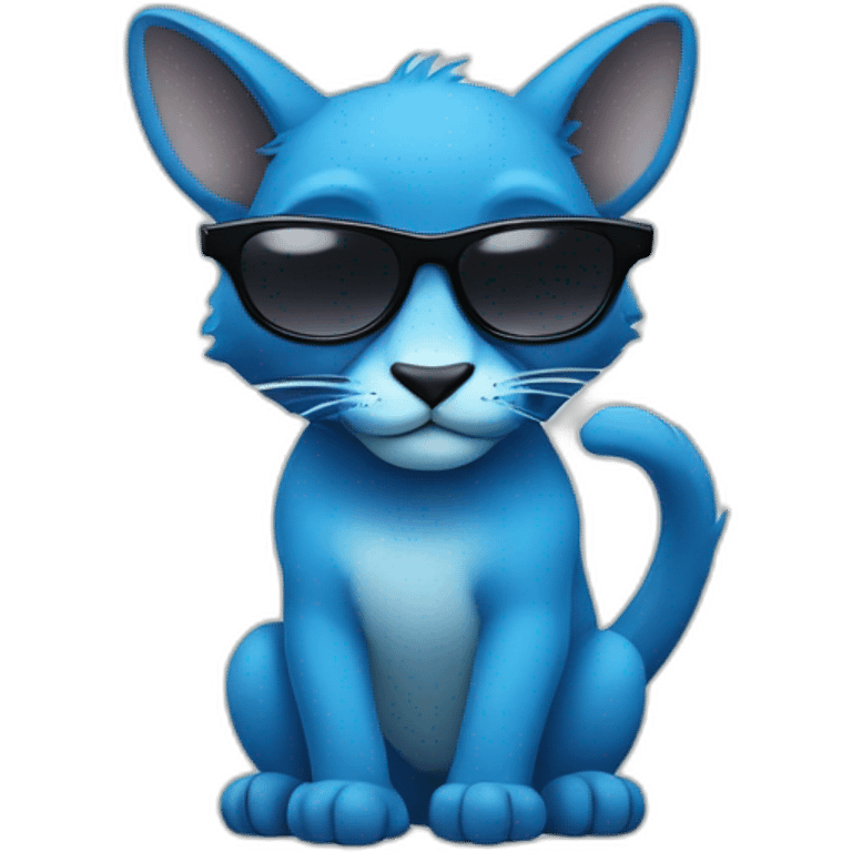 A blue  rakoon wearing sunglasses  emoji