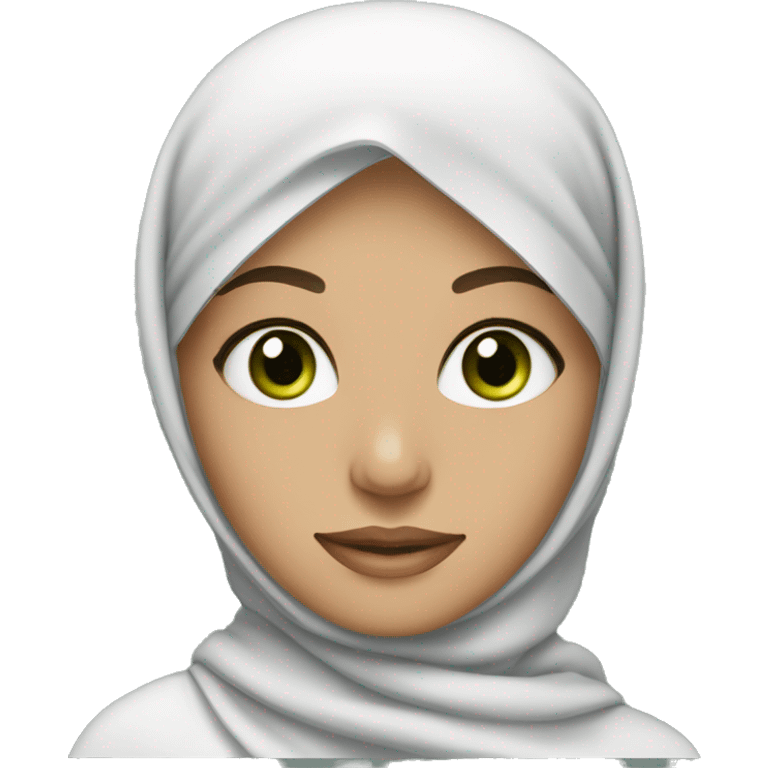 fair-skinned Muslim woman with green eyes and a beautiful long headscarf emoji