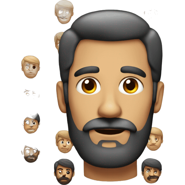 un chico con barba con ojos rojos emoji