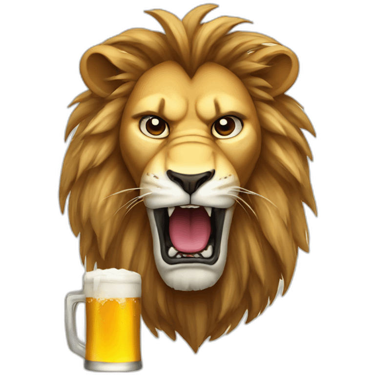 lion angry drinking beer emoji