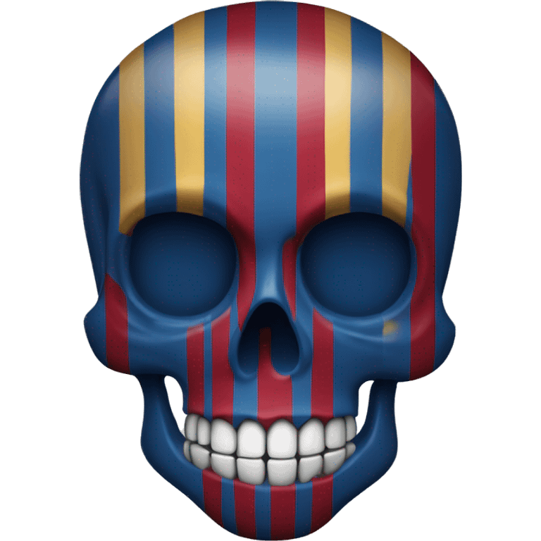 skull emoji with FC Barcelona blue-red stripes emoji