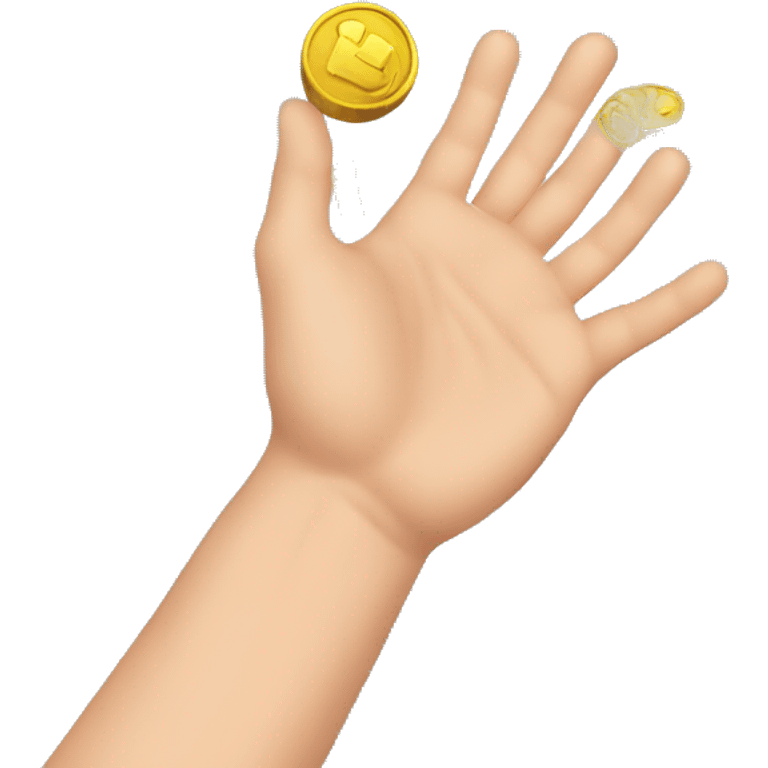 Coins dropping on a hand emoji