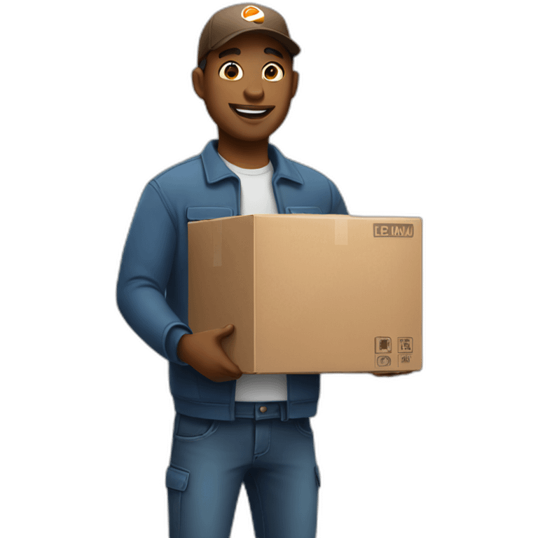 a delivery guy handles a box emoji