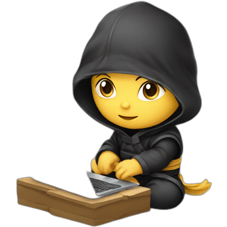 Baby ninja Developer with computer emoji