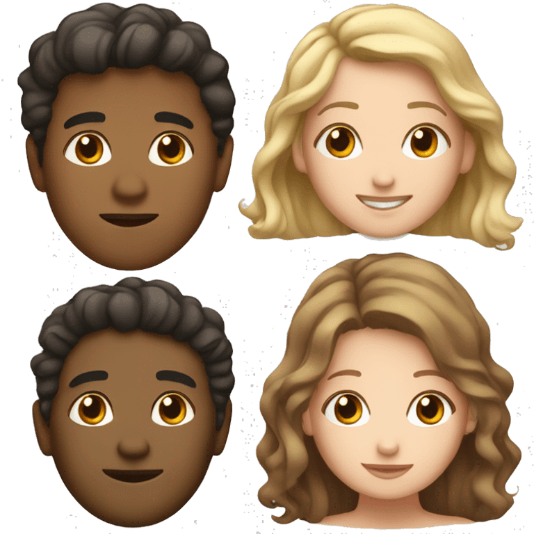 Brown man with straight wavy hair with short white girl emoji