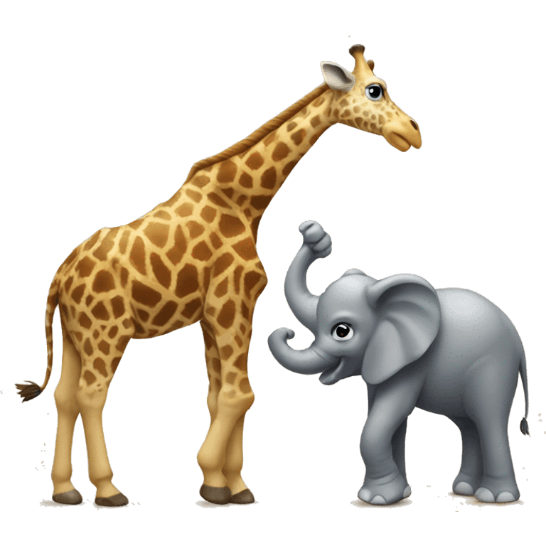 Giraffe punching a Elephant  emoji