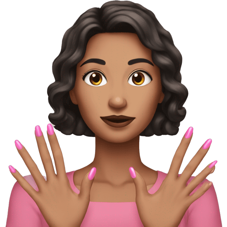 brunette pink nails  emoji