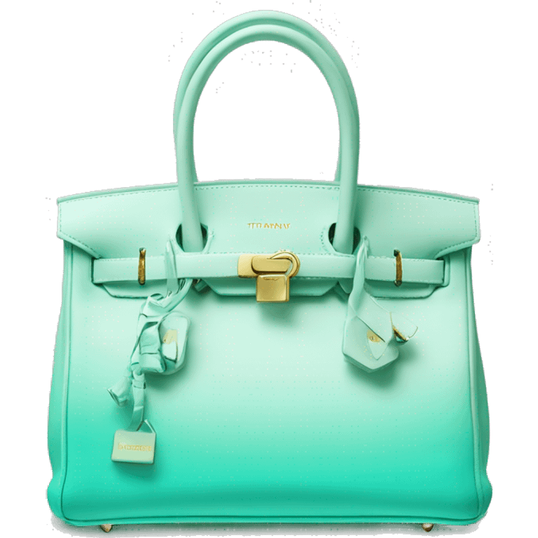 Realistic mint green to tiffany blue ombre Birkin satchel purse.  emoji