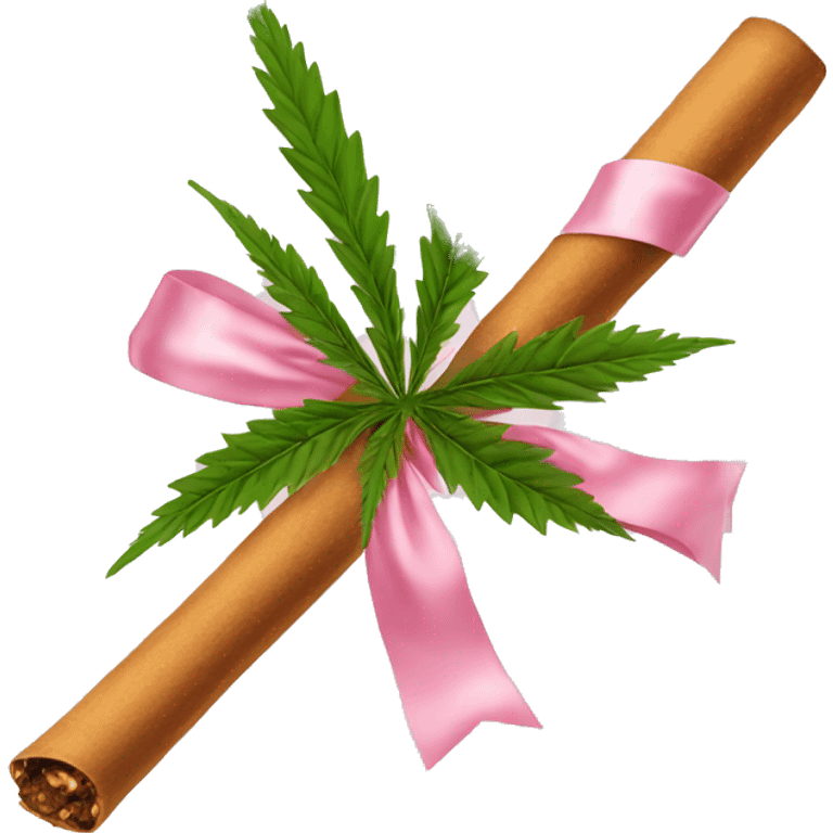 Rolled cbd blunt with light pink bow on it emoji