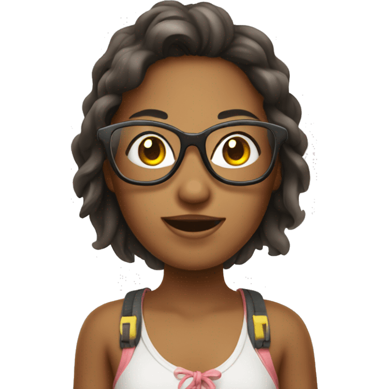 Girl tourist with glasses at the beach emoji