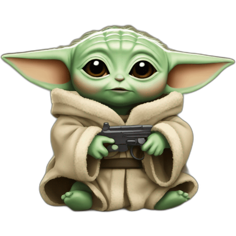 Baby yoda with Mando emoji