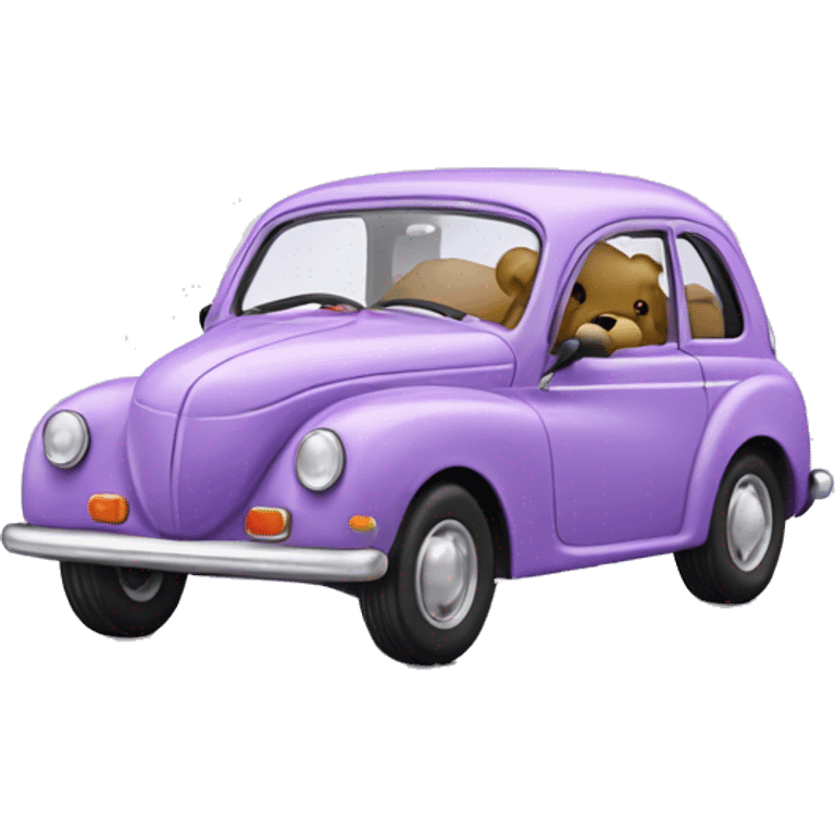 Teddy car on lilac ski  emoji