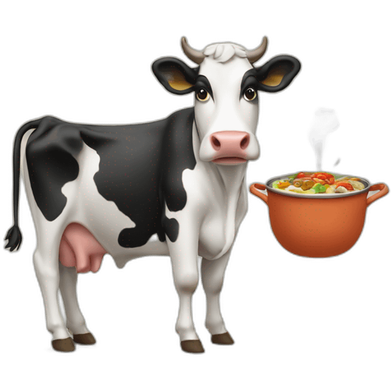 A cow cooking a meal emoji