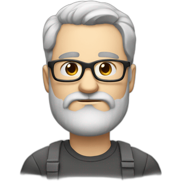 frowning white man with medium lenght dark hair and beard and glasses and emoji