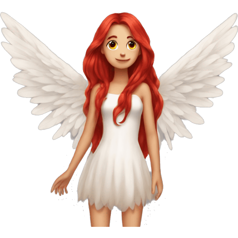 big wings, fire, Beautiful, fairy, red, long hair emoji