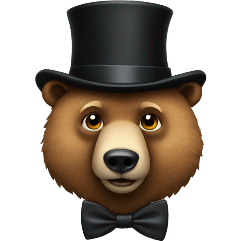 bear wearing a black top hat and bow tie emoji