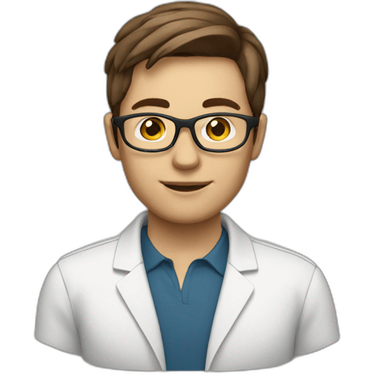 tech consultant with glasses, brown hair and white skin emoji