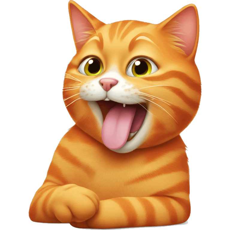 Orange cat licking his paw emoji