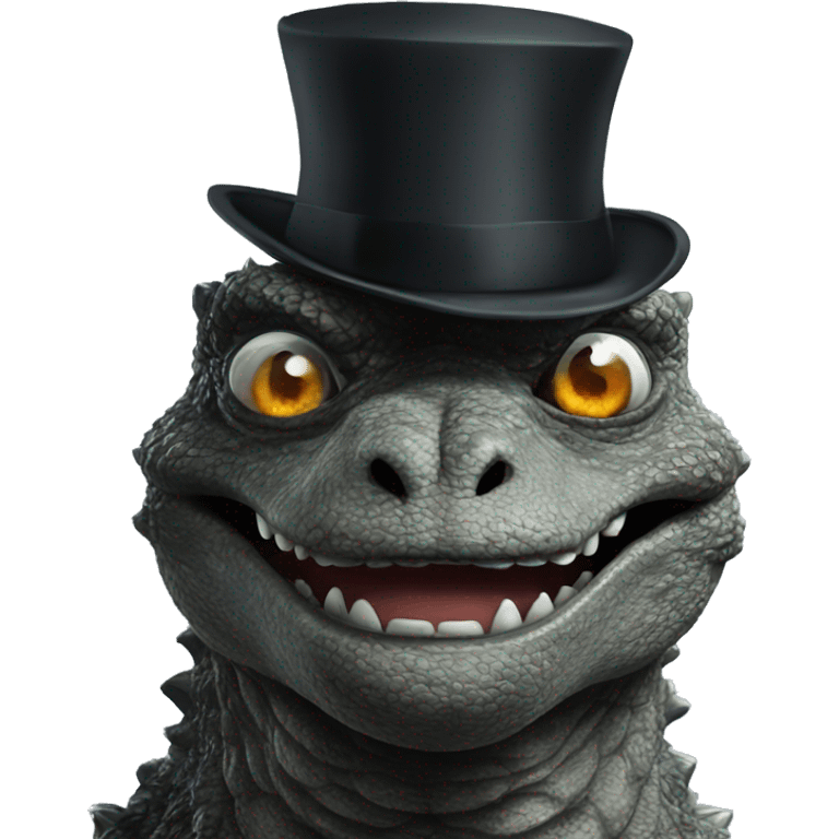 Godzilla with monocle and top hat emoji