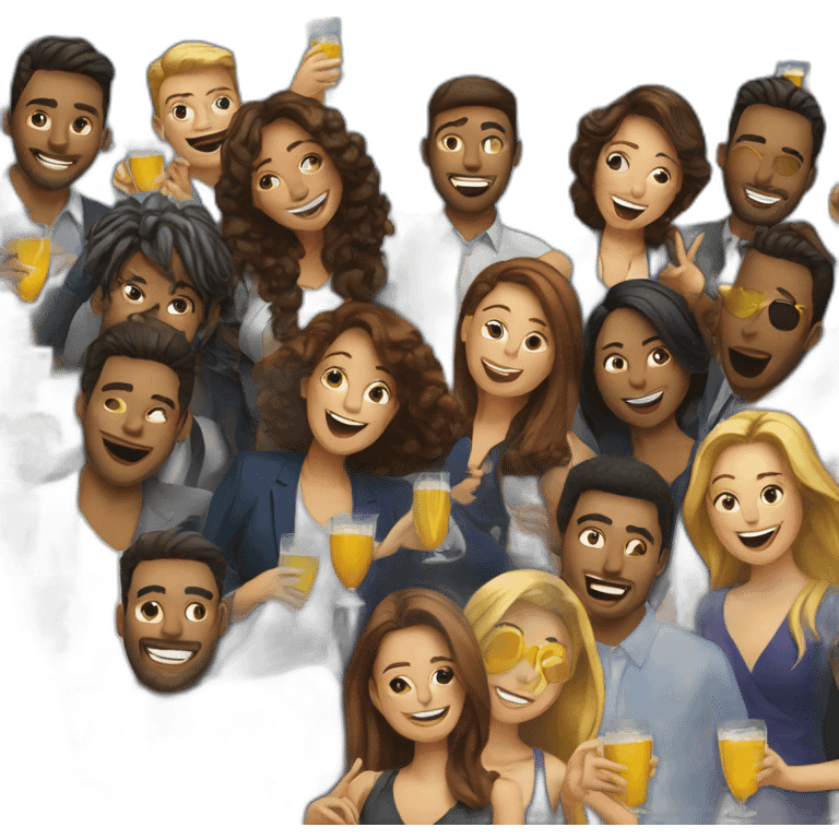 multiple collegues partying emoji