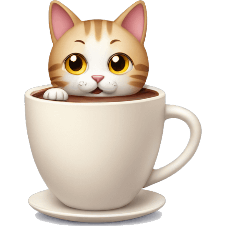 Cat with cup of hot chocolate emoji