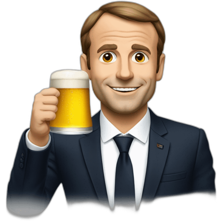 Macron qui boit une bière emoji