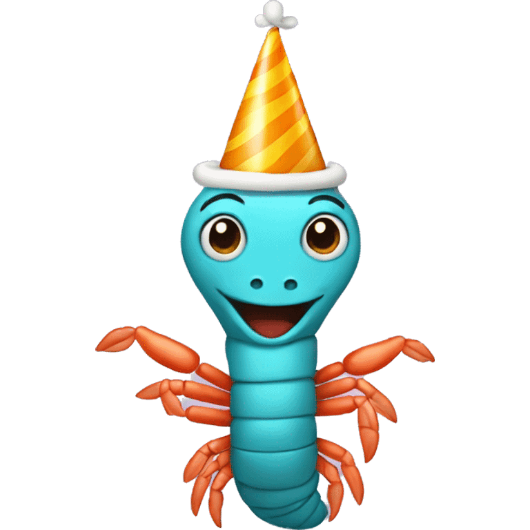 Shrimp wearing a birthday hat emoji