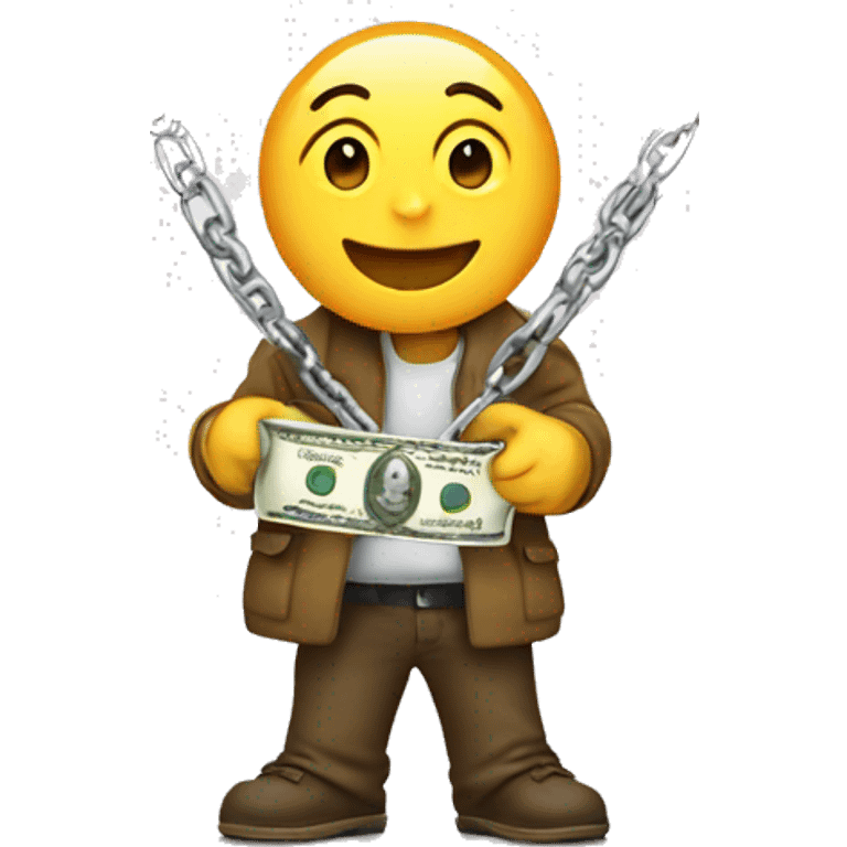 Emoji holding money and wearing a chain emoji