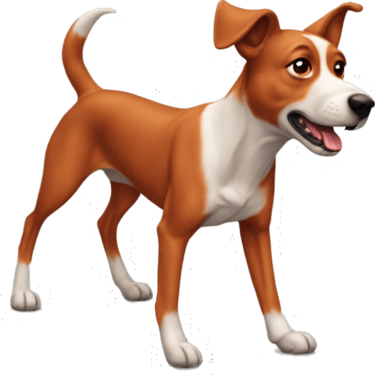 realistic solid red dog with pointed ears running emoji